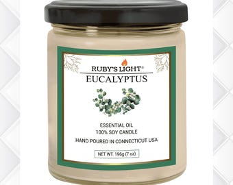 Świeca Eukaliptusowa, Olejki Eteryczne Świeca Woskowa Sojowa, Naturalna Świeca Aromaterapeutyczna, Świeca Zapachowa Wystrój Domu, 9 Oz Świeca W Słoiku Szklanym