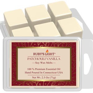 Patchouli Vanilla Scented Wax Melts, All Natural Aromatherapy Wax Melts, Strong Home Fragrance, Housewarming Gift