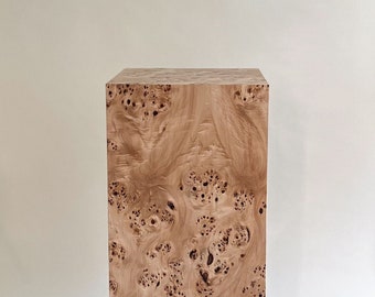 Plinth. Natural poplar burlwood pedestal 30 x 30 x 90 cm