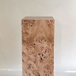 Plinth. Natural poplar burlwood pedestal 30 x 30 x 90 cm