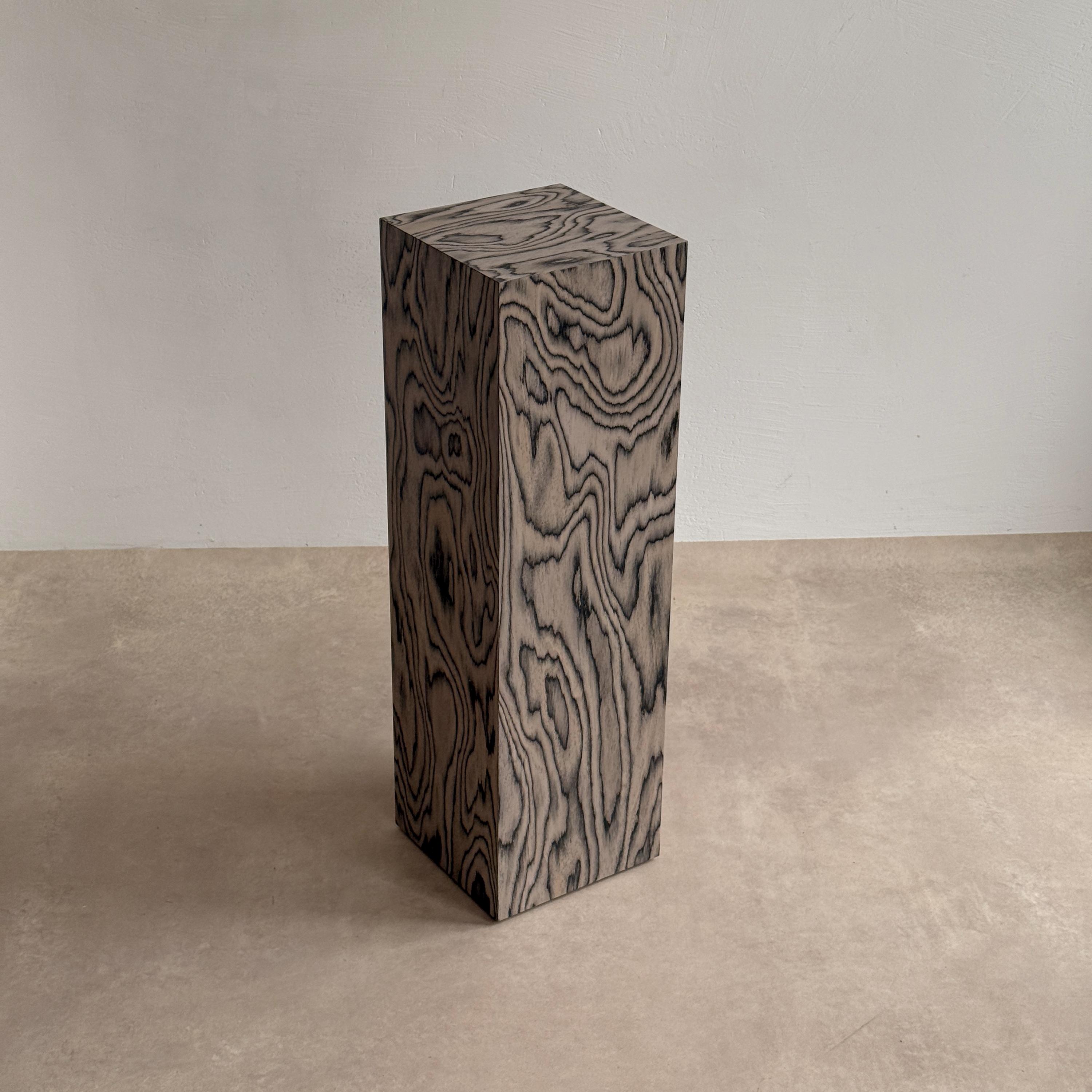Sottsass Grey Wood Veneer Plinth, Modern Display Column