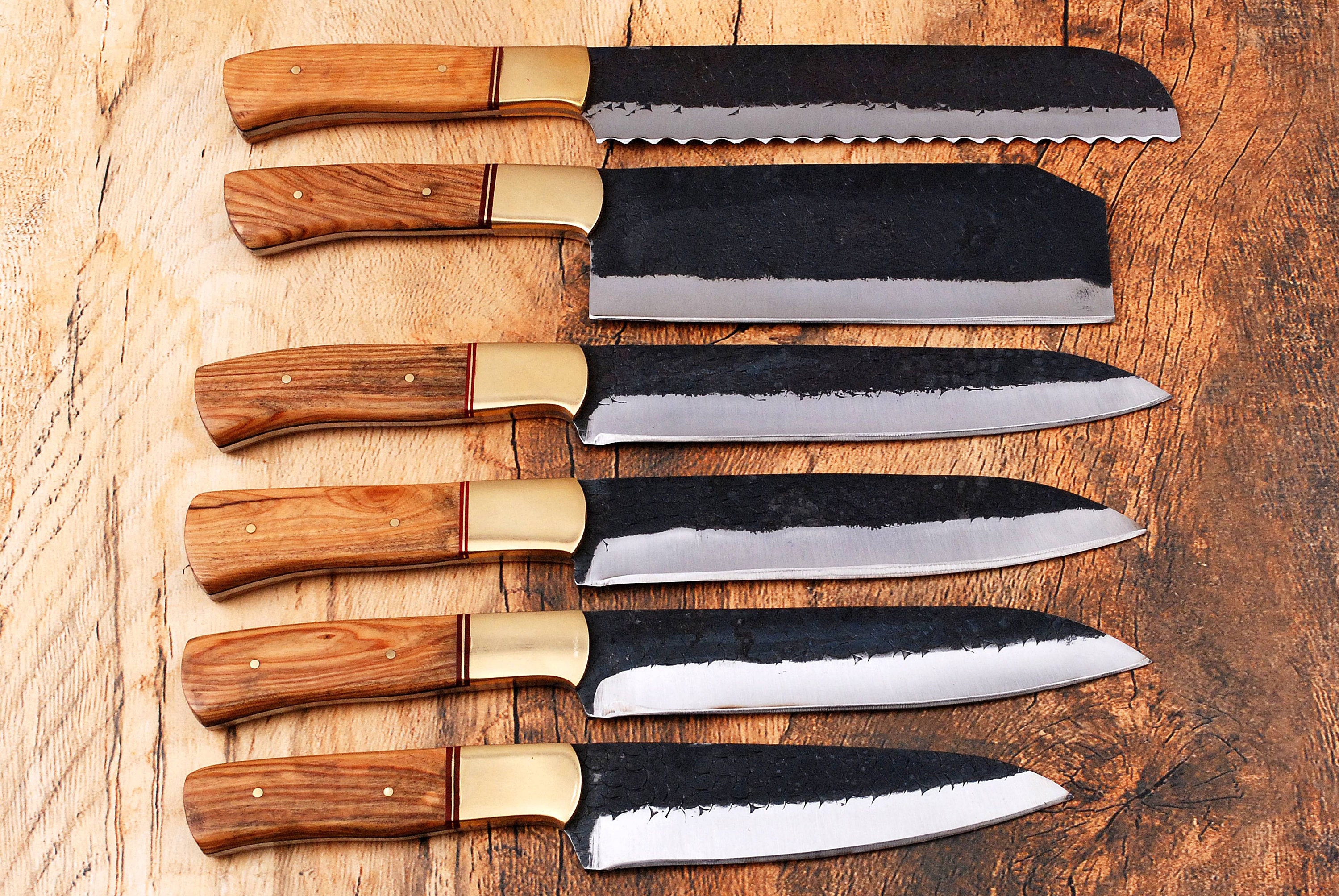 Handgeschmiedetes Kochmesser Aus Kohlenstoffstahl – Mit Scheide Für Fleisch, Gemüse & Obst