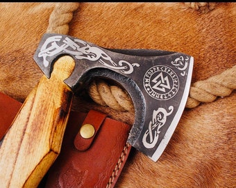 custom hand made forged high carbon steel Ax superb design Ax Hatchet tomahawk & come with pure leather sheath husband d gift