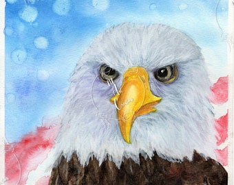 DIGITAL Copy ~ American Bald Eagle Watercolor Painting