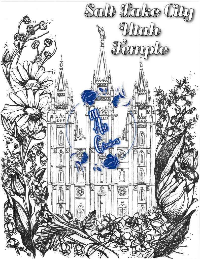 PRINTABLE Salt Lake City, Utah Temple Coloring Page. DIGITAL COPY - Etsy