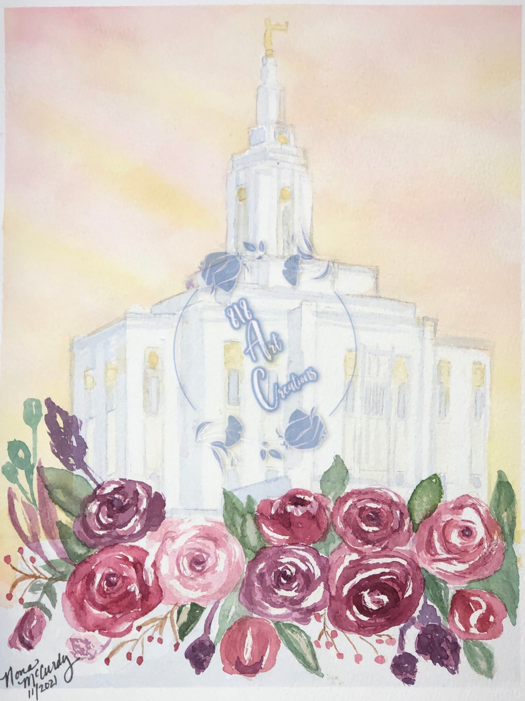 Pocatello Temple Watercolor Painting Etsy
