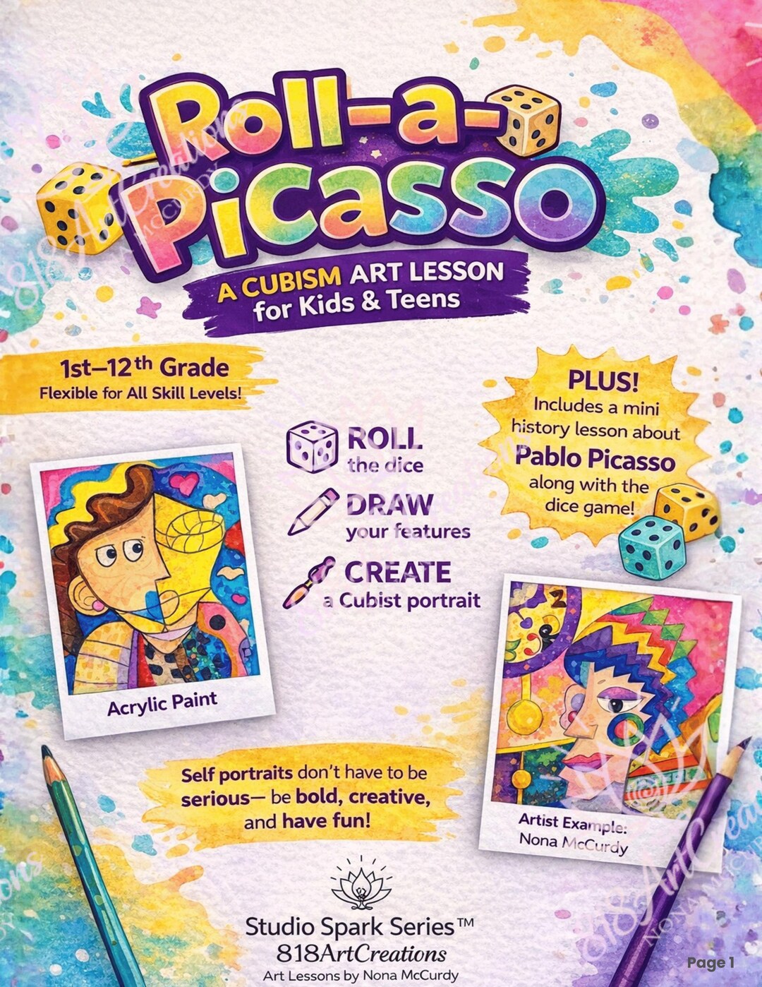 Picasso Art Lesson Printable | Cubism Drawing Game | Homeschool Art ...