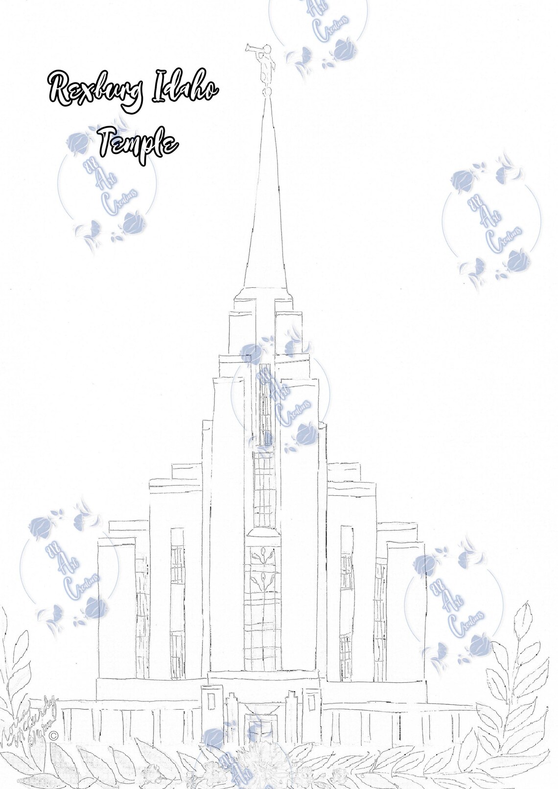 Printable Rexburg Temple Coloring Page - Etsy UK