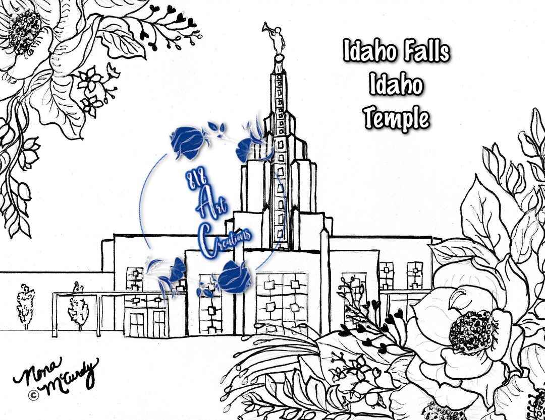 PRINTABLE Idaho Falls Temple Coloring Page DIGITAL COPY - Etsy
