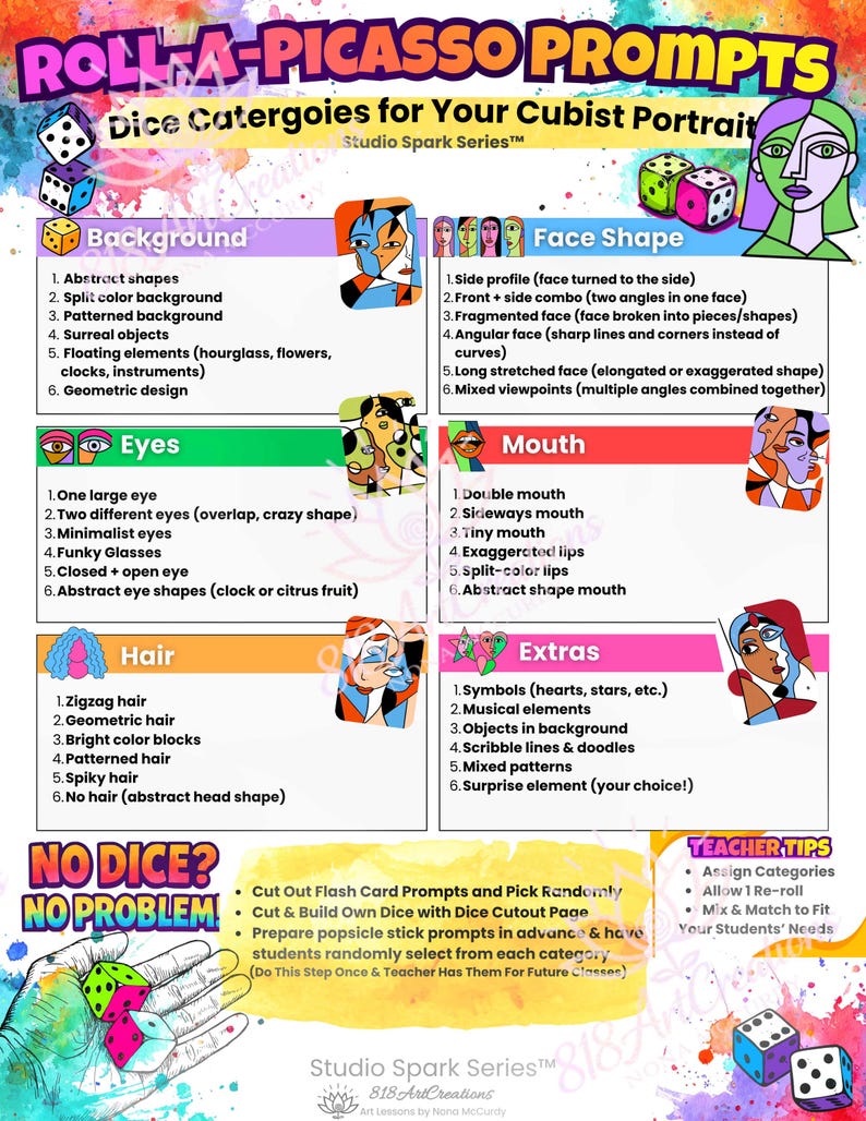 Picasso Art Lesson Printable | Cubism Drawing Game | Homeschool Art ...