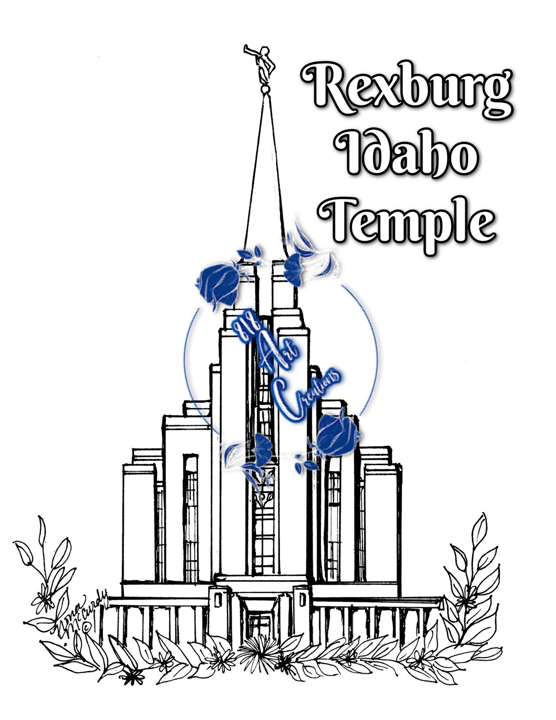 Printable Rexburg Idaho Temple Coloring Page - Etsy