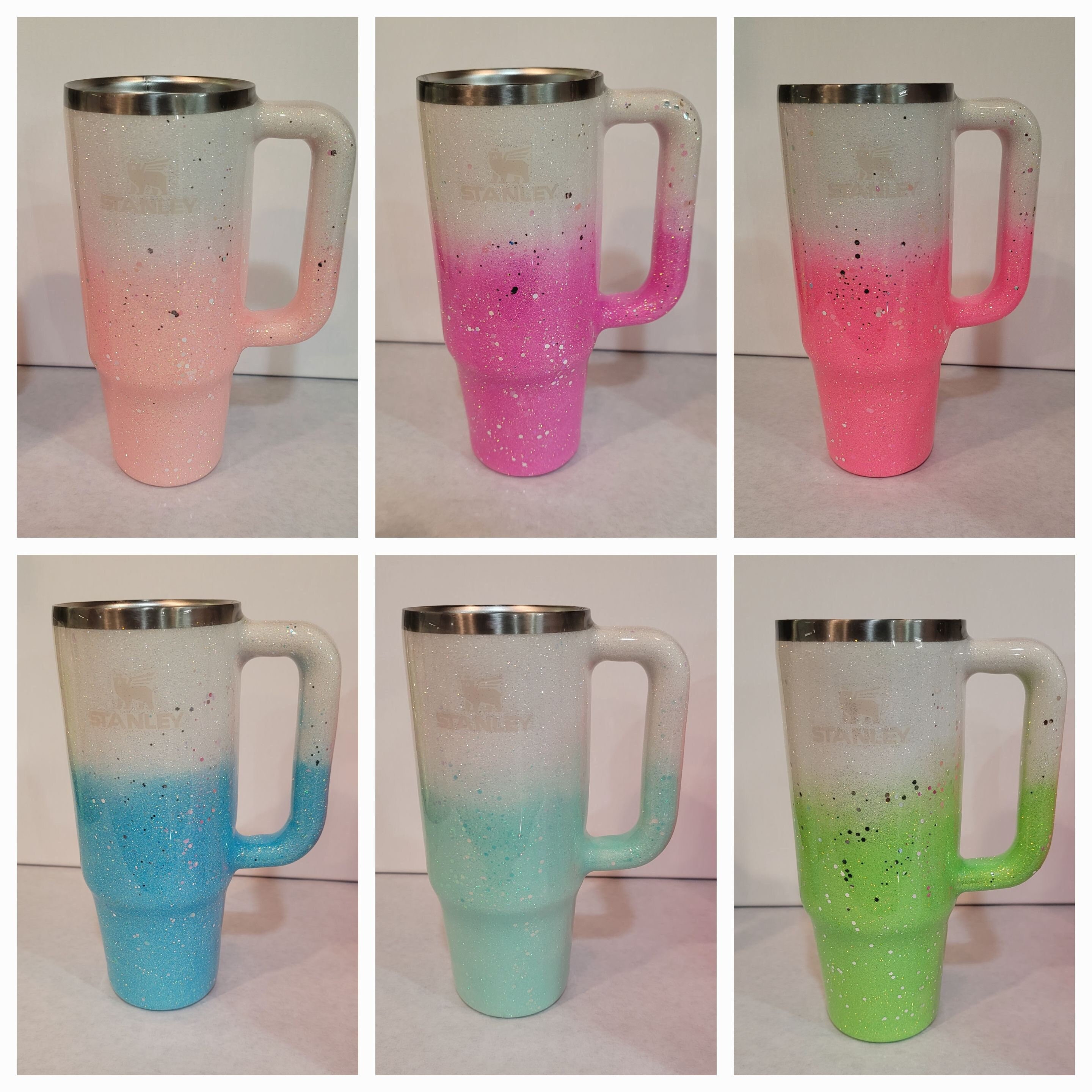 Customized Glitter Ombre Stanley Tumbler Pink Ombré Tumbler -  in 2023