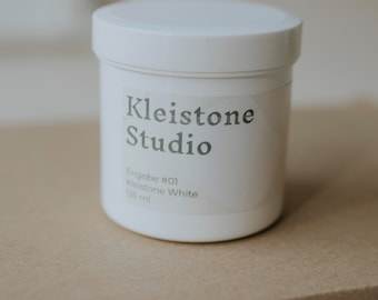 Ceramic engobes, ceramic slip, pottery tools, stoneware engobes, underglazes, ceramic decoration - Kleistone Studio White Engobe