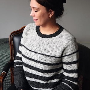 Crochet Raglan Sweater PATTERN: Striped Pullover, Lightweight Everyday Wear (Start Me Up - PDF Download)