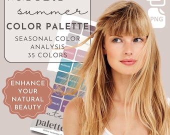 Muted Summer Personal Color Palette Soft Summer Seasonal Color Analysis Color Palette 16 Seasons Armocromia Digital Printable Color Palette