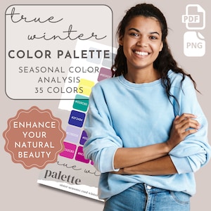 Palette de couleurs personnelle True Winter, analyse des couleurs saisonnières, palette de couleurs 16 saisons, palette de couleurs imprimable numérique Armocromia, 12 ou 4