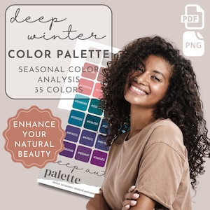 Paleta de colores personales de invierno profundo Análisis de color estacional Paleta de colores Color 16 Estaciones Armocromia Paleta de colores imprimible digital 12 o 4