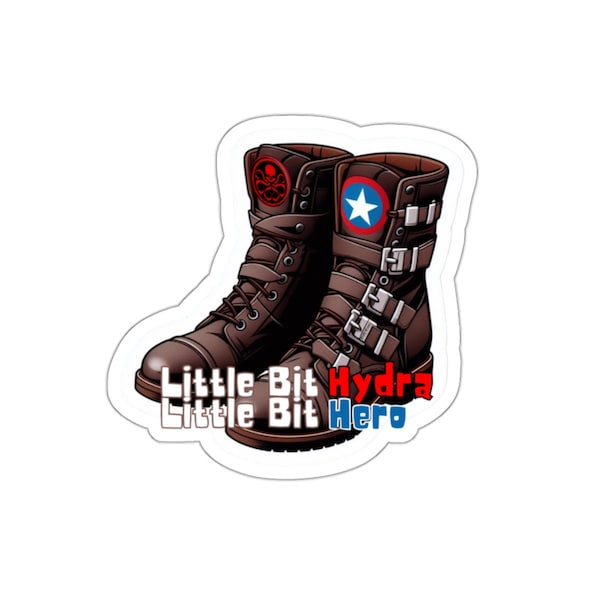 Little Bit Hydra, Little Bit Hero Bucky Barnes, Boots Sticker