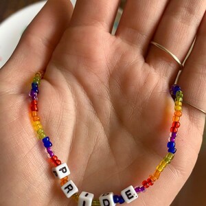 PRIDE statement rainbow beaded bracelet