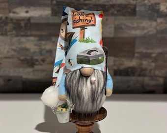 Fishing Gnome | Summer Gnome | Slouchy Hat Gnome | Tiered Tray Gnome | Farmhouse Gnome | Fishing Decor | Summer Decor