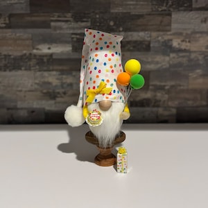 Birthday Gnome (yellow) | Slouchy Hat Gnome | Tiered Tray Gnome | Farmhouse Gnome | Birthday Decor