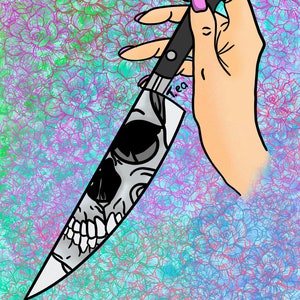 Knife Skeleton Reflection Poster