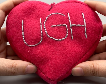 Candy Heart 'Ugh' Pillow Stuffed Plushie