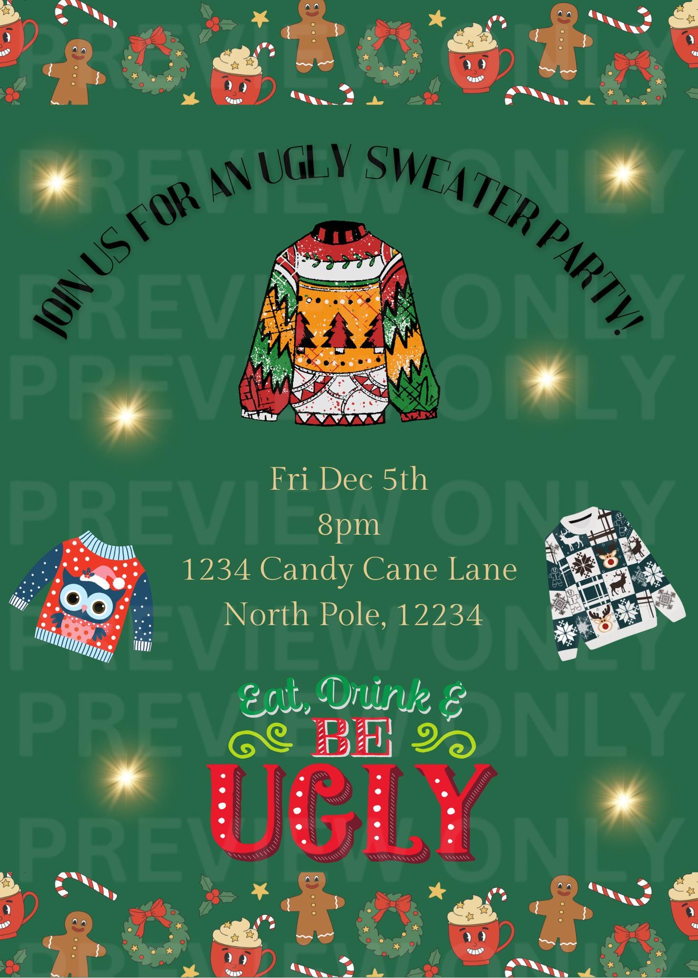 Editable Ugly Sweater Invite Template - Etsy