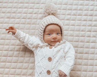 River crochet pixie baby bonnet
