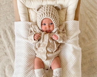 Koda bear ears crochet baby bonnet