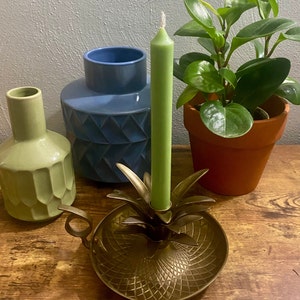 Vintage Brass Pineapple Chamberstick Candle Holder, Mid Century Solid Brass Pineapple Taper Candle Holder, Housewarming / Hostess Gift