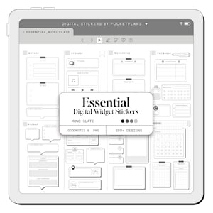 Pegatinas de widgets esenciales (mono) para planificación digital / Goodnotes, Notability, PDF