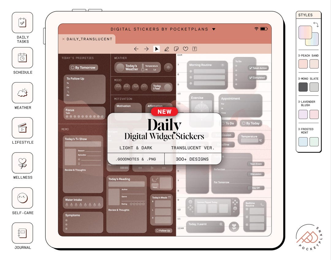 NEW > DAILY Widget Stickers (translucent) for Digital Planning ...