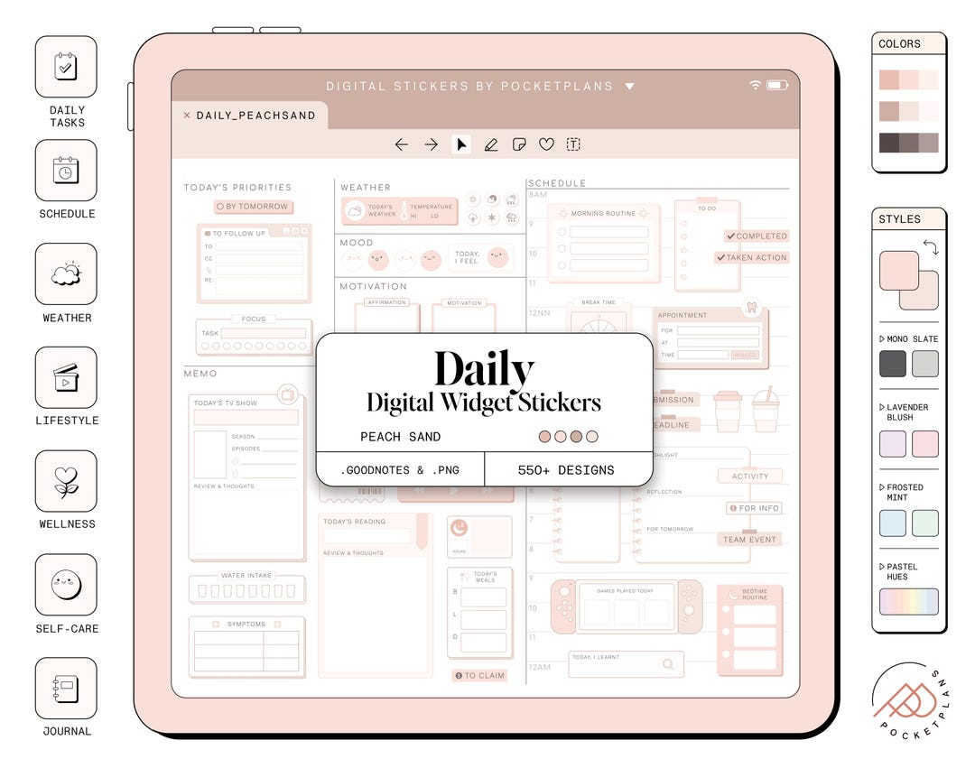 DAILY Widget Stickers (peach Sand) for Digital Planning | Goodnotes ...