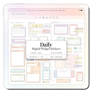 Pegatinas de widgets DIARIOS (tonos pastel) para planificación digital / Goodnotes, Notability, PDF