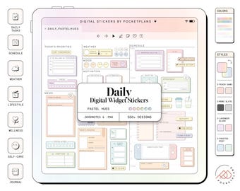 DAILY Widget Stickers (Pastel Hues) for Digital Planning | Goodnotes, Notability, PDF
