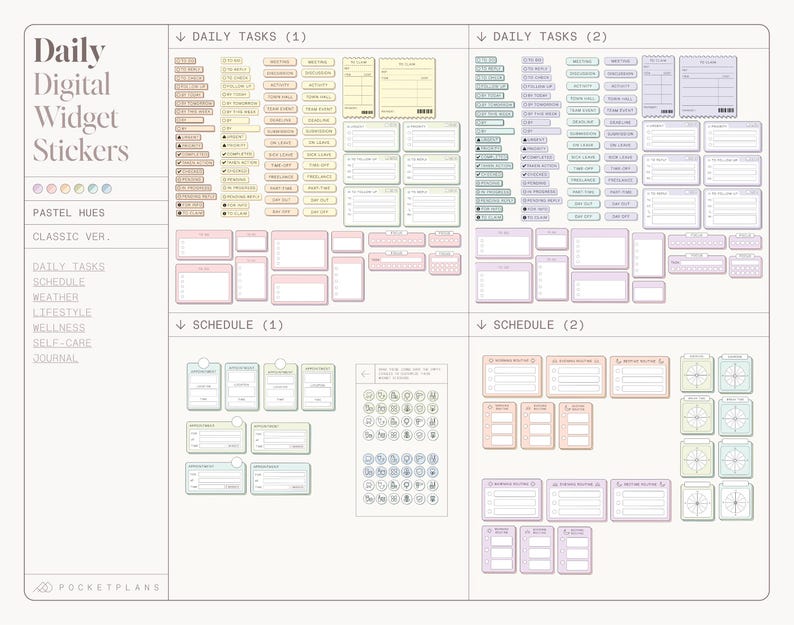 DAILY Widget Stickers (pastel Hues) for Digital Planning | Goodnotes ...