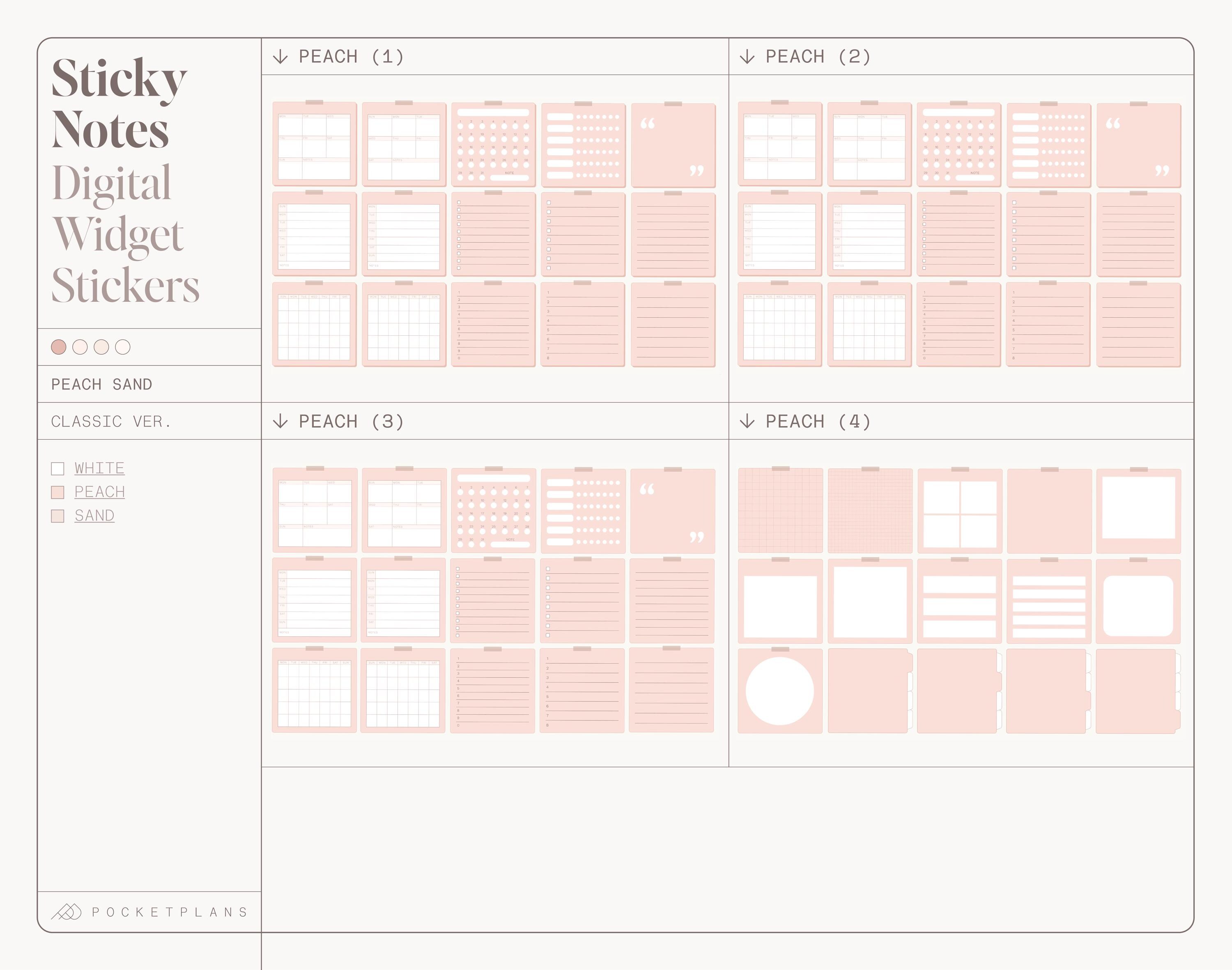 STICKY NOTES Digital Stickers (peach Sand) for Digital Planning ...
