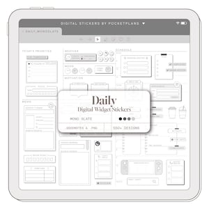 DAILY Widget Stickers (Mono Slate) for Digital Planning | Goodnotes, Notability, PDF