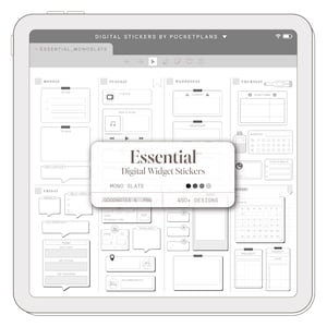 ESSENTIAL Widget Stickers (Mono Slate) for Digital Planning | Goodnotes, Notability, PDF