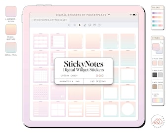 STICKY NOTES Digital Stickers (Cotton Candy) for Digital Planning | Goodnotes, Notability, PDF