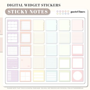STICKY NOTES Digital Stickers pastel Hues for Digital Planning ...