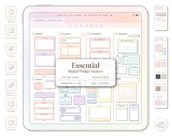 ESSENTIAL Widget Stickers (Pastel Hues) for Digital Planning | Goodnotes, Notability, PDF