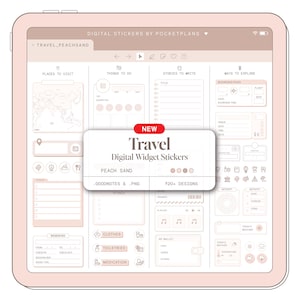 NEW &gt; TRAVEL Widget Stickers (Peach Sand) for Digital Planning | Goodnotes, Notability, PDF