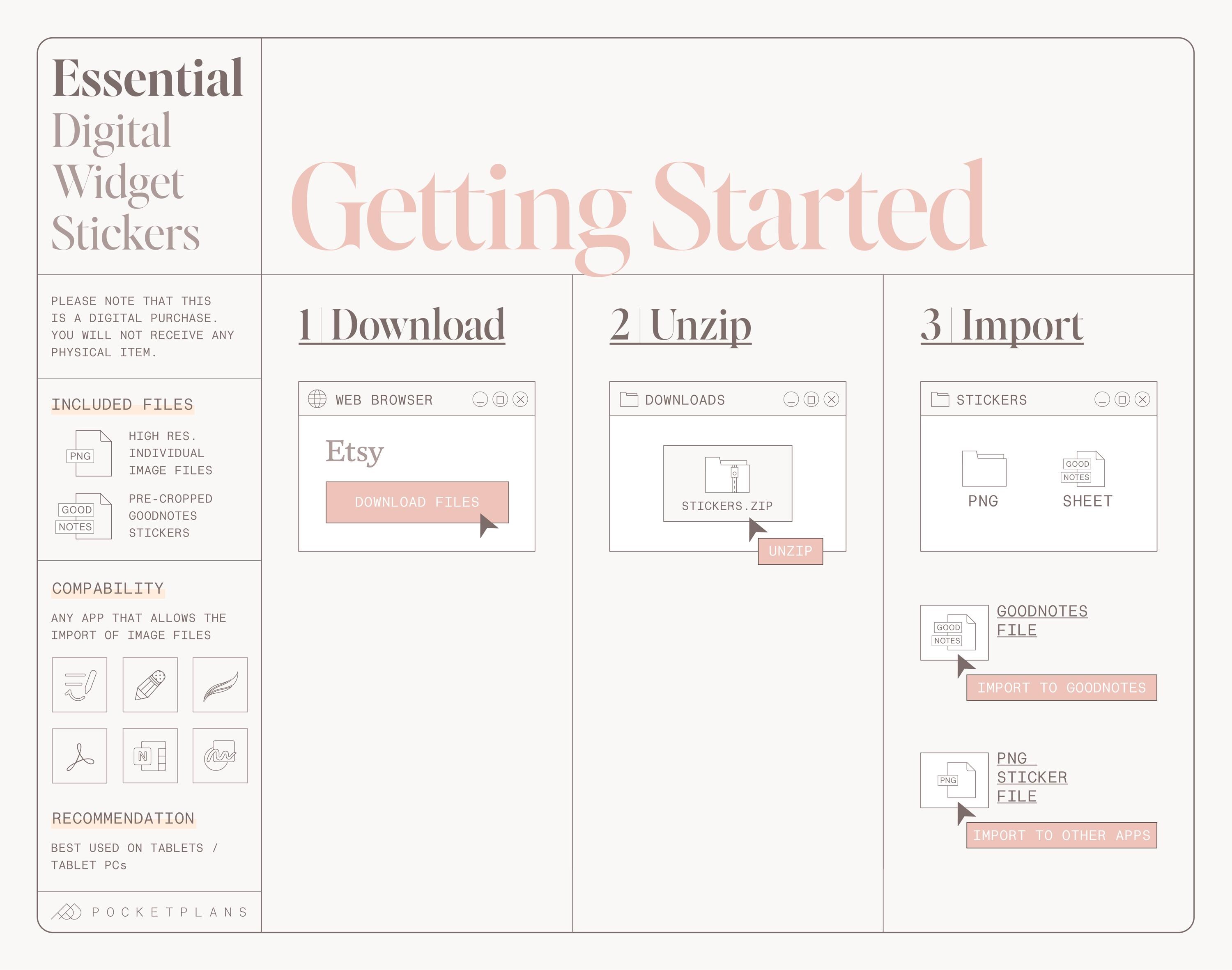 ESSENTIAL Widget Stickers (mono Slate) for Digital Planning | Goodnotes ...