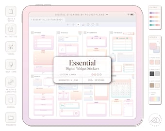 ESSENTIAL Widget Stickers (Cotton Candy) for Digital Planning | Goodnotes, Notability, PDF