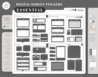 ESSENTIAL Widget Aufkleber (Midnight - Dark Mode) für die digitale Planung | Goodnotes, Notability, PDF