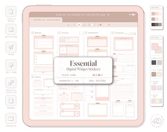ESSENTIAL Widget Stickers (Peach Sand) for Digital Planning | Goodnotes, Notability, PDF