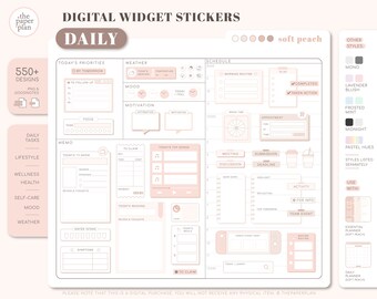 DAILY Widget Stickers  (Soft Peach) for Digital Planning | Goodnotes, Notability, PDF