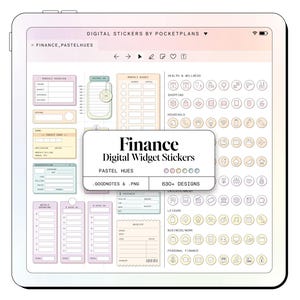 FINANCE-widgetstickers (pasteltinten) voor digitale planning | Goodnotes, Notability, pdf